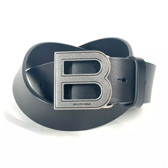 BALENCIAGA 655956 B Buckle Accessories belt Leather Black - Picture 1 of 13